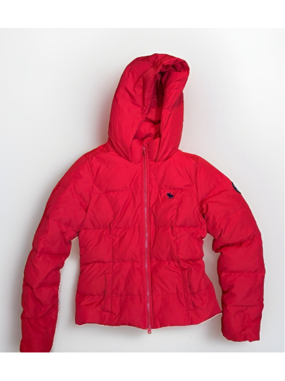 Abercrombie & Fitch Red Hooded Down Puffer Jacket - Size Large